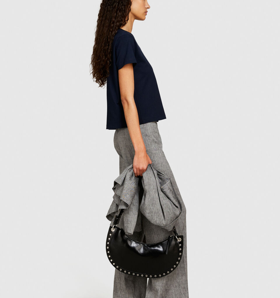 Boxy fit t-shirt in organic cotton - women's short sleeve t-shirts - Dark Blue | Sisley image number 2